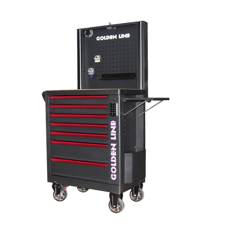 GL3307-SS Digital Lock Tool Cabinet Tool Trolley With Side Tray and Bluetooth Speaker