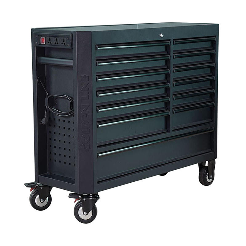 GL3613XL Black Metal Garage Tool Storage Roller Cabinet Workbench With 13 Drawers