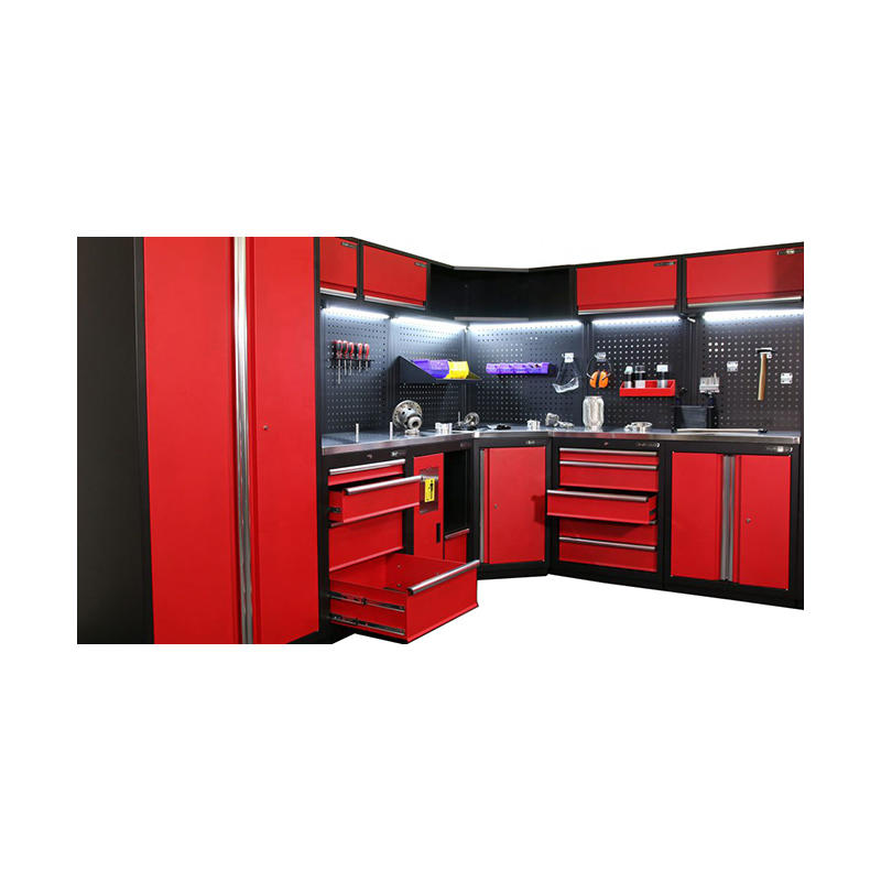 GLG7000A Workshop Garage Storage System With Corner Tool Cabinet Workbench