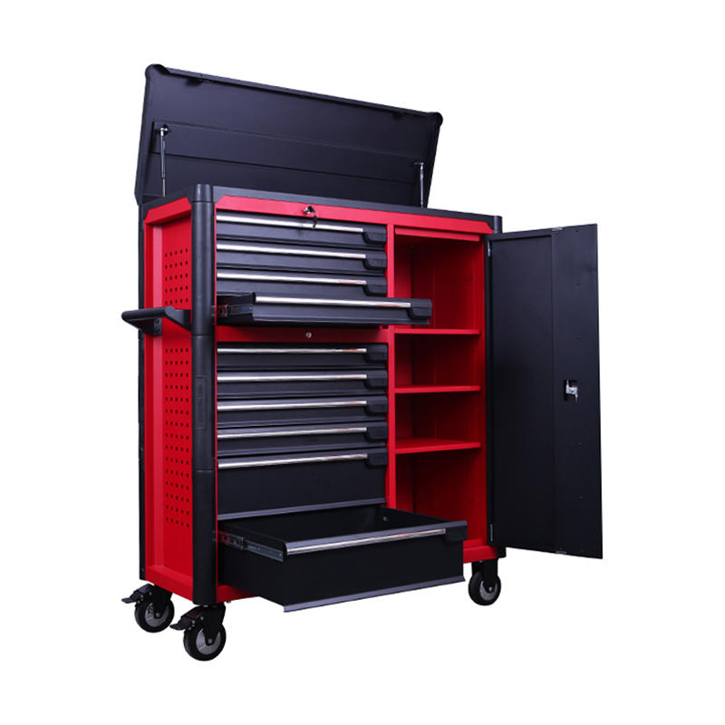 GL3410XXL 10 Drawers Roller Cabinet With 1 Door Tool Storage Cabinet Side Hole For Hanging Hooks 