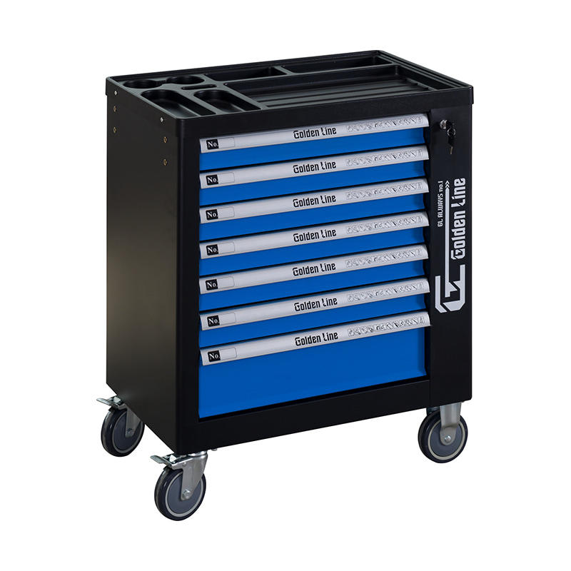 GL3307 Seven Drawers Classic Tool Cabinet Rolling Tool Trolley With Side Tray