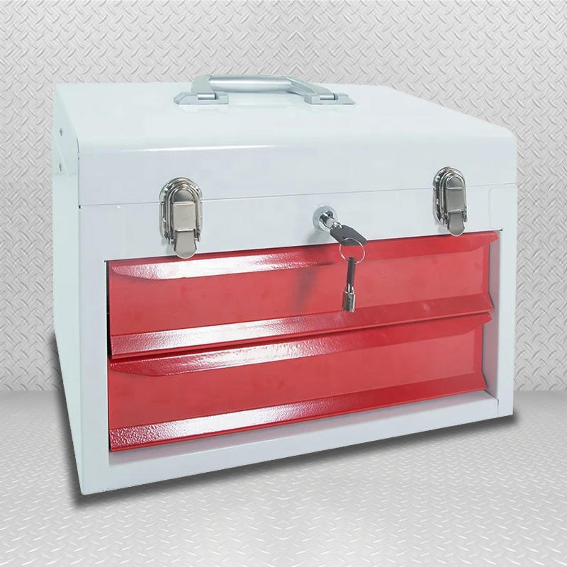 GL103 White And Red Iron Box Portable Tool Box With Drawers