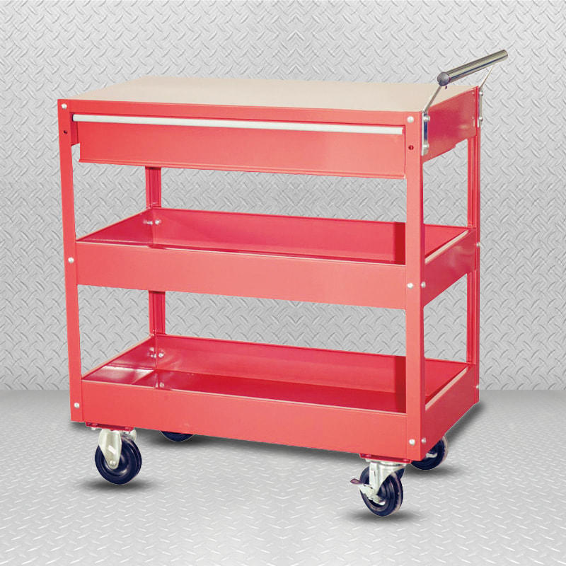 GL301 Red Metal Tool Cart With 1 Drawer