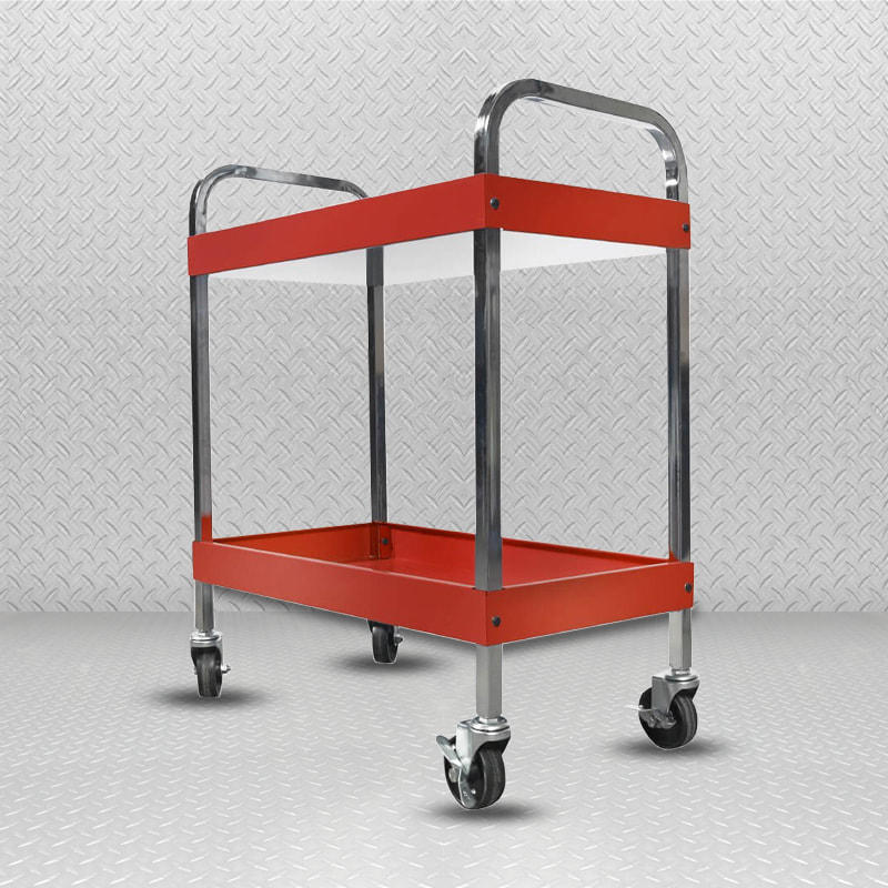 GL303 Two-layer Red Metal Tool Cart