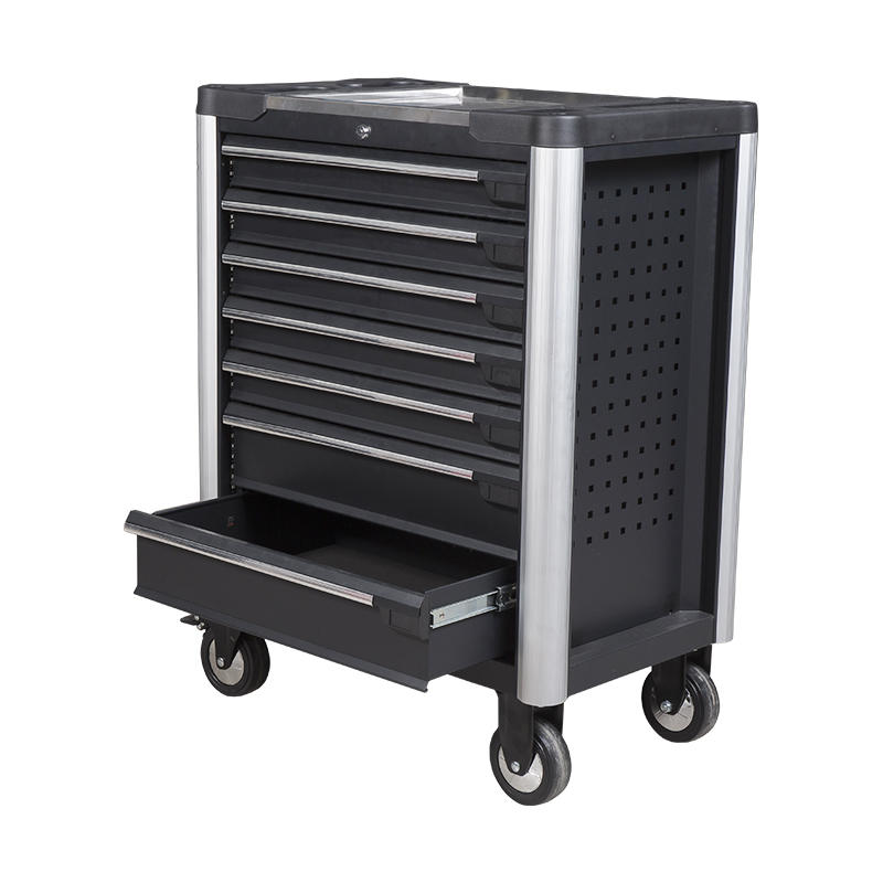 GL3407 Professional Metal Roller Cabinet Tool Trolley with Stainless Steel Working Top and Side Holes